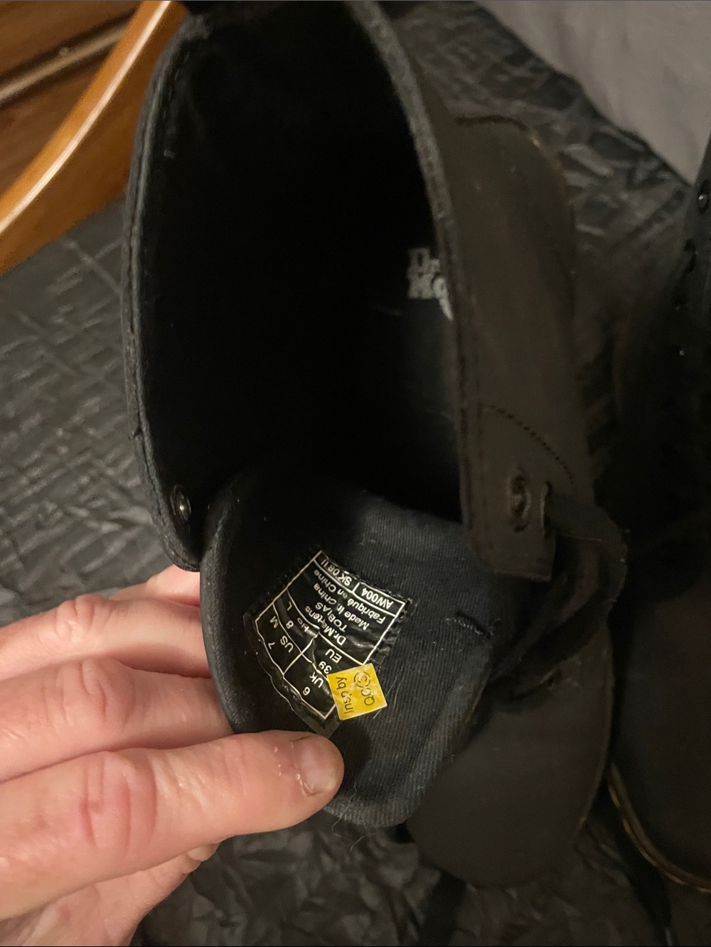 Dr. Martens Black Lace-Up Leather Boots with Yellow Stitching - Picture 5 of 17